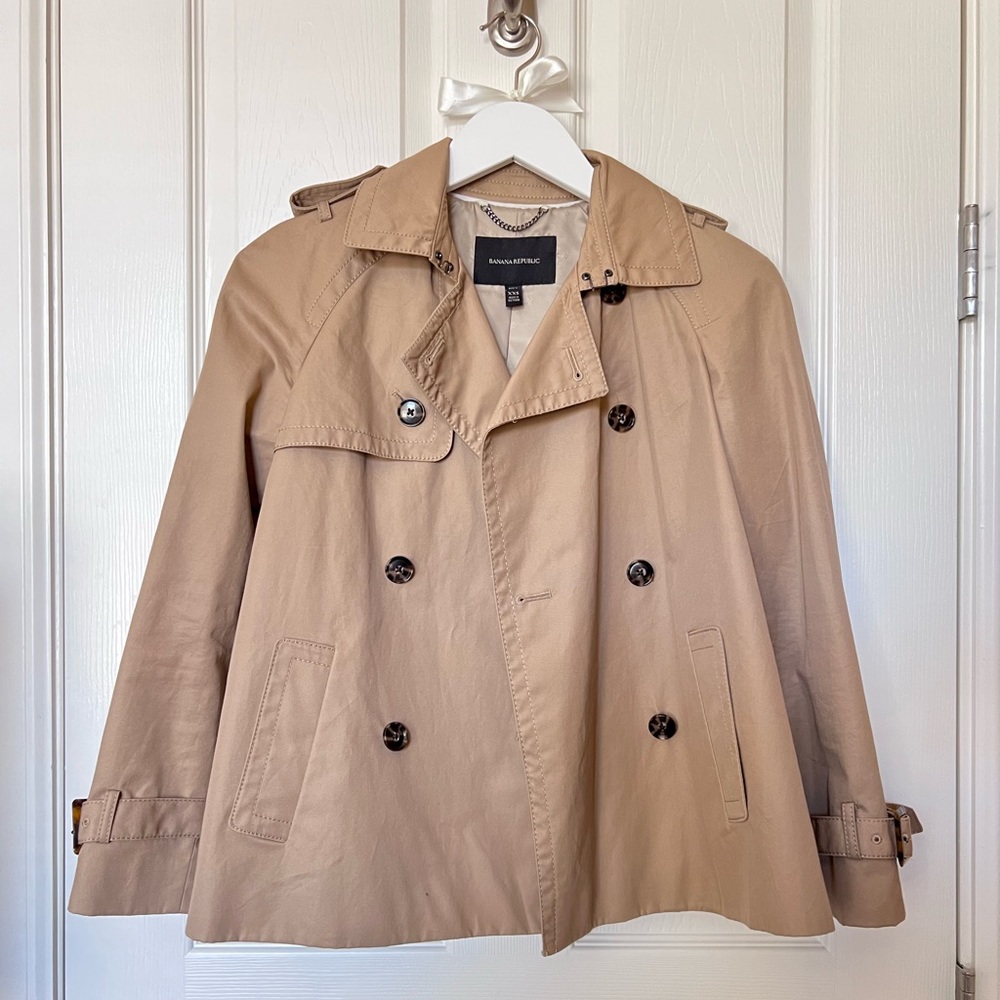 Banana Republic Women’s Khaki Short Trench Coat Jacket XXS